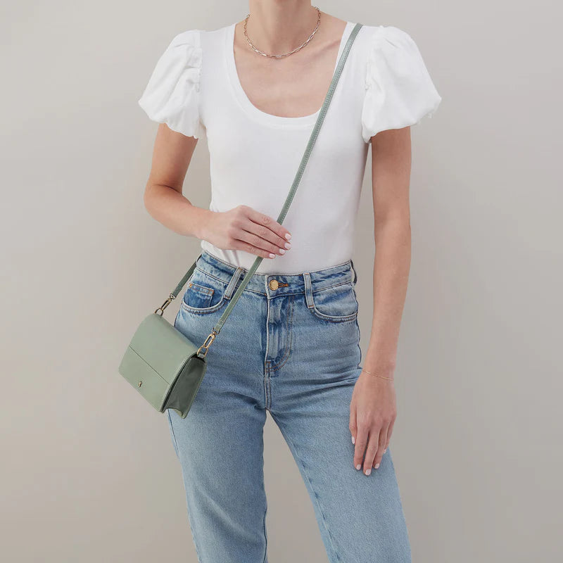 Hobo Jill Crossbody in Polished Leather | Jade