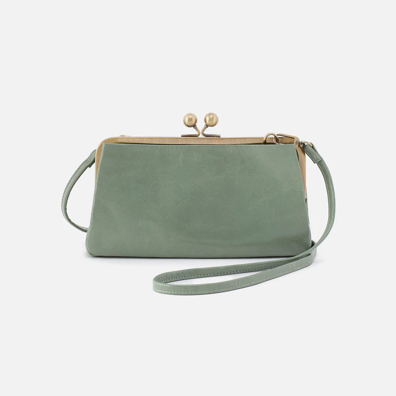 Hobo Lauren Frame Crossbody in Polished Leather | Jade