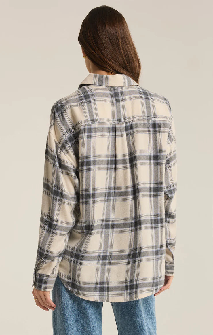 Z Supply River Plaid Button Up in Thunder Cloud