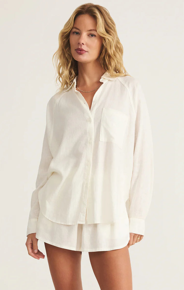 Z Supply Perfect Linen Top in White