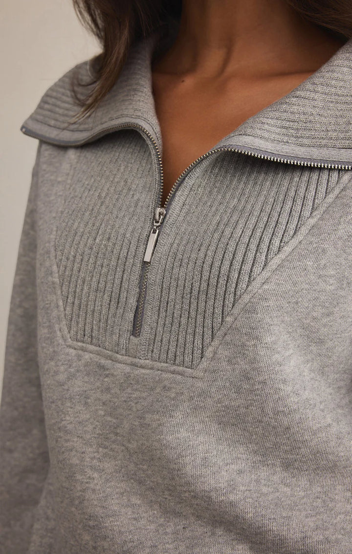 Z Supply Sonata Fleece Sweatshirt in Classic Heather Gray