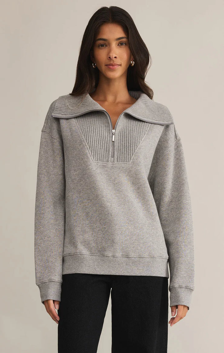 Z Supply Sonata Fleece Sweatshirt in Classic Heather Gray