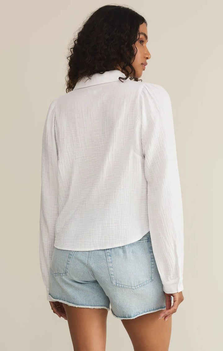 Z Supply Campo Button Up Gauze Top in White