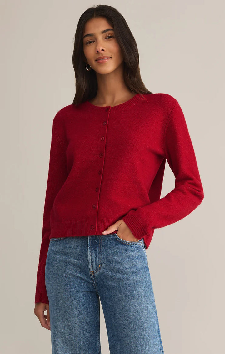 Z Supply Outlook Cardigan in Haute Red