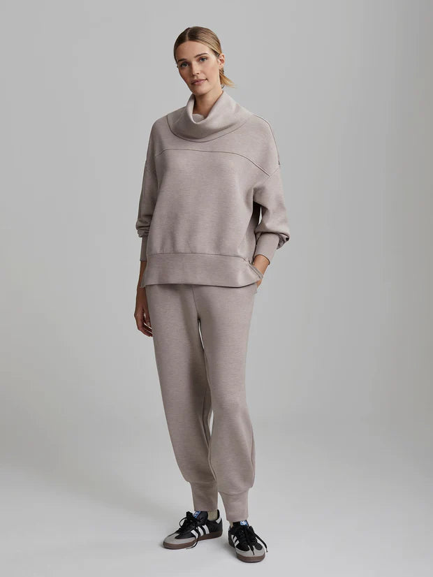 Varley Priya Longline Sweat in Taupe Marl