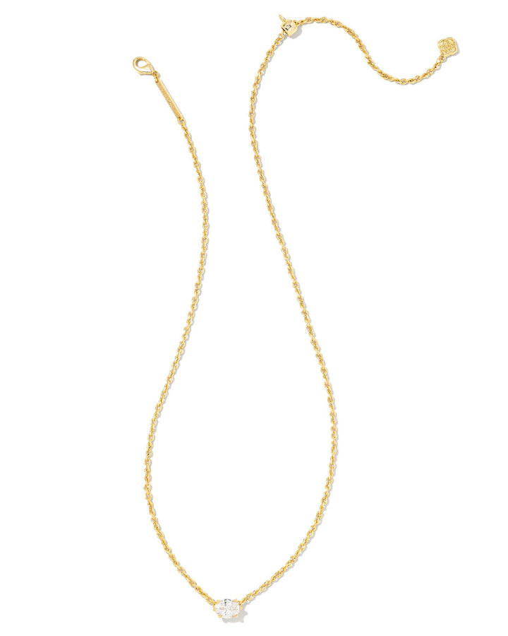 Kendra Scott Cailin Gold Pendant Necklace in White Crystal