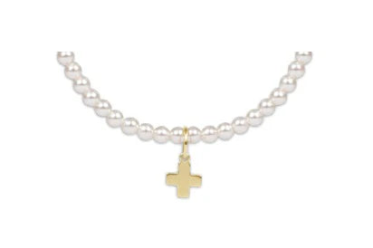 Enewton Egirl Classic Pearl 3mm Bead Bracelet- Signature Cross Gold Charm