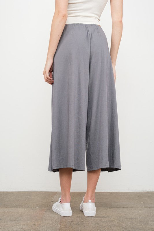 Side Slit Wide Leg Pants in Grey