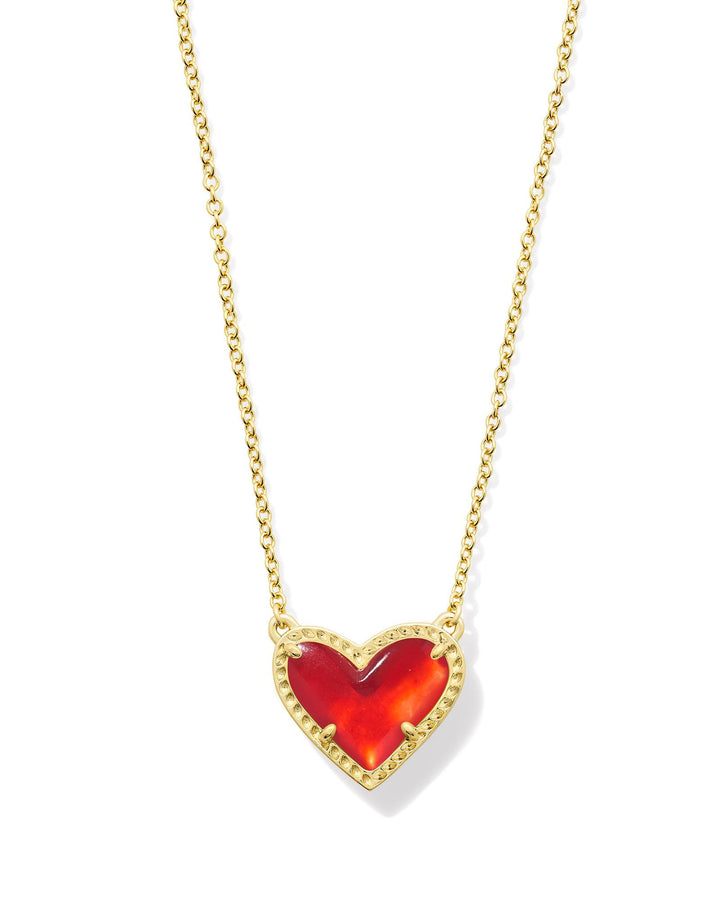 Kendra Scott Ari Heart Pendant Necklace in Red Illusion