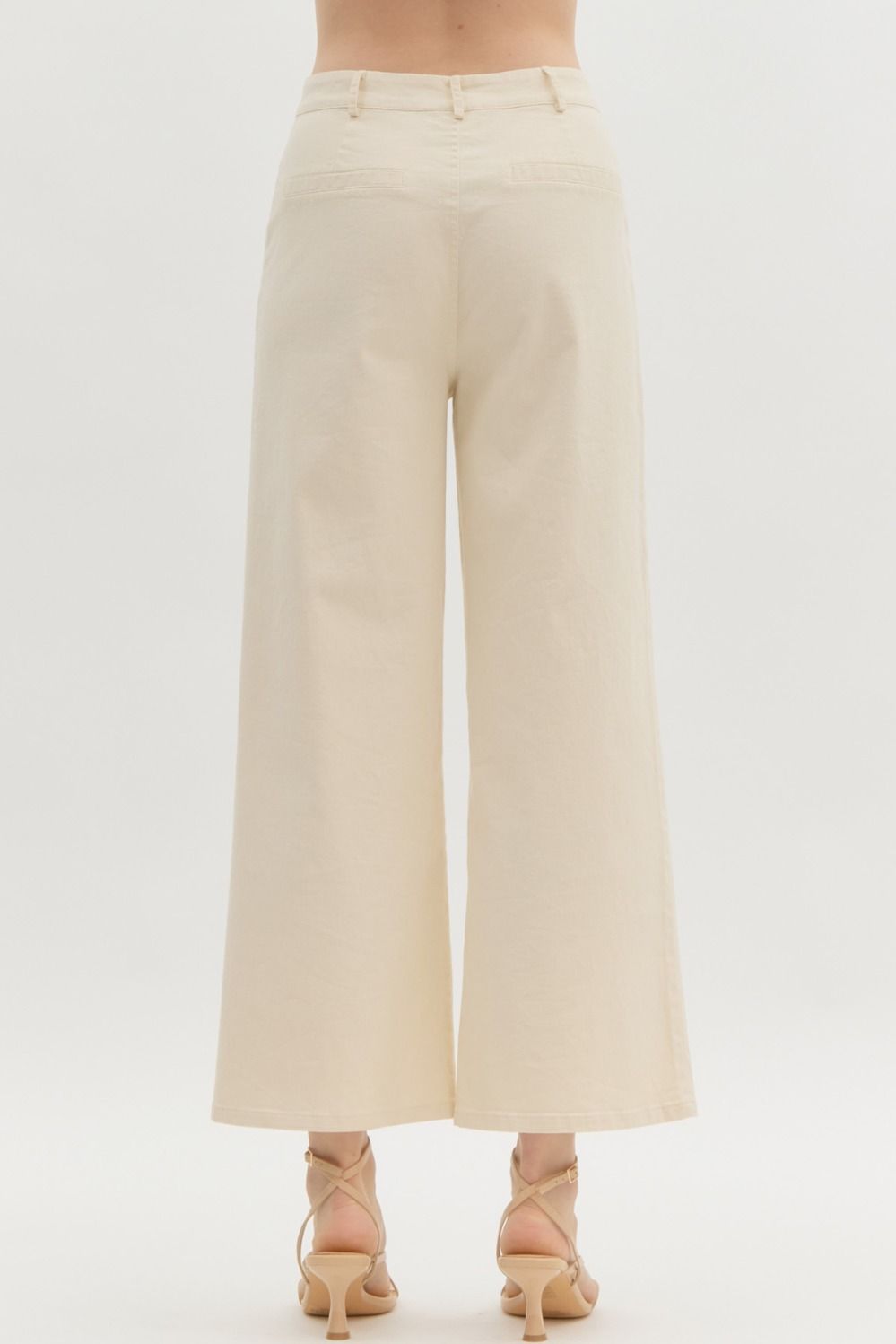 Into The Future Ecru Wide Leg Ankle Pant