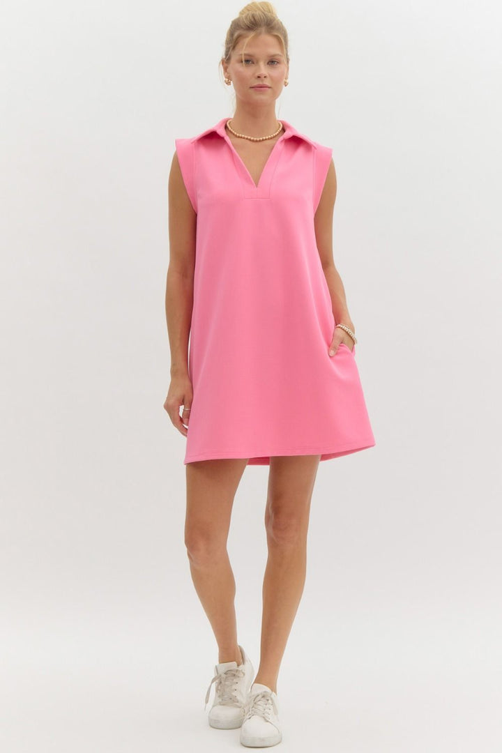 Out For A Stroll Sleeveless Dress in Baby Pink