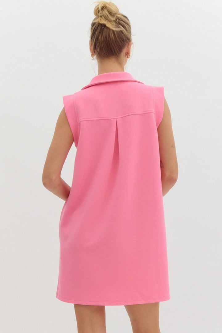 Out For A Stroll Sleeveless Dress in Baby Pink