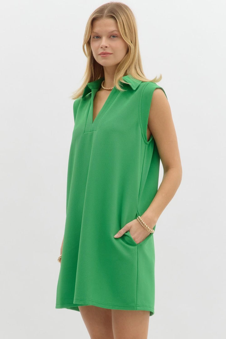 Out For A Stroll Sleeveless Dress in Green