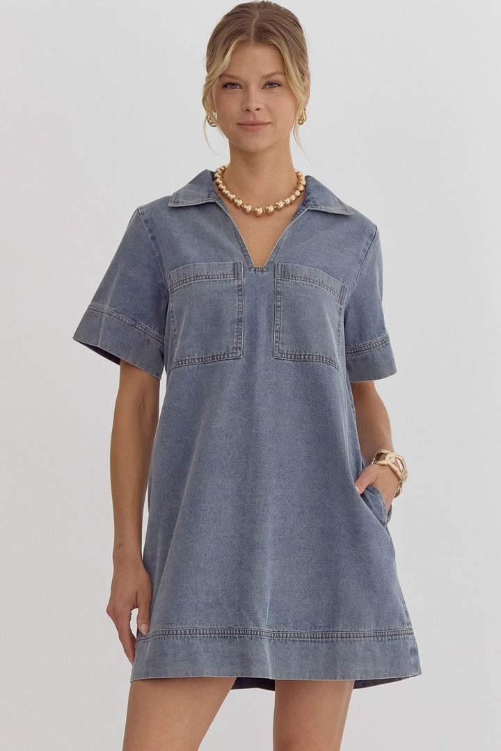 Poised Perfection Dress in Denim