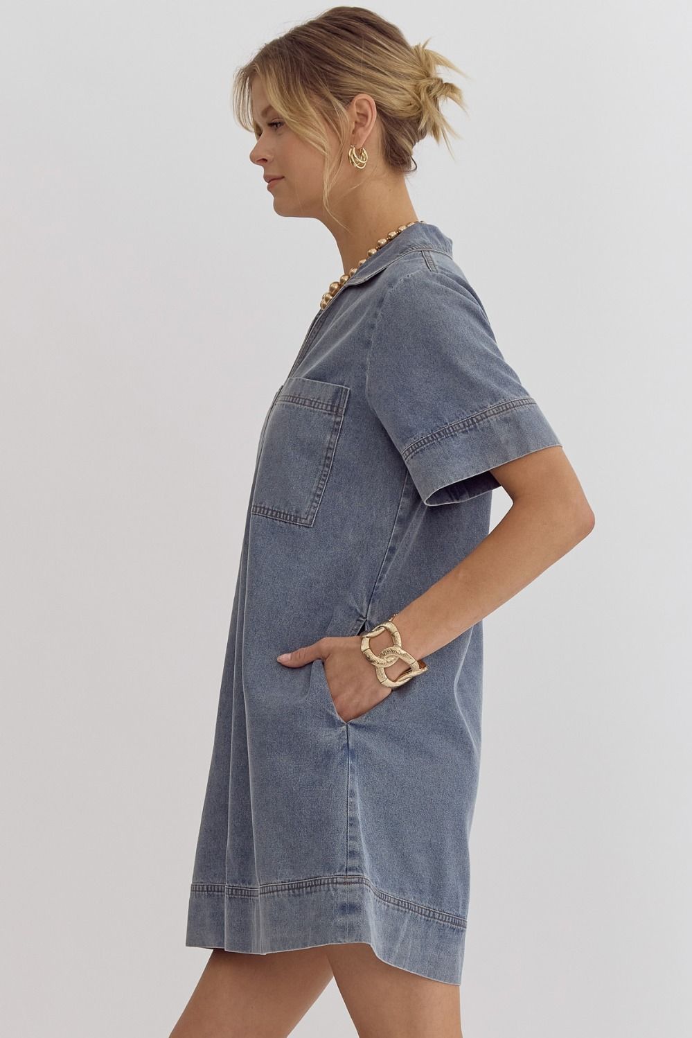 Poised Perfection Dress in Denim