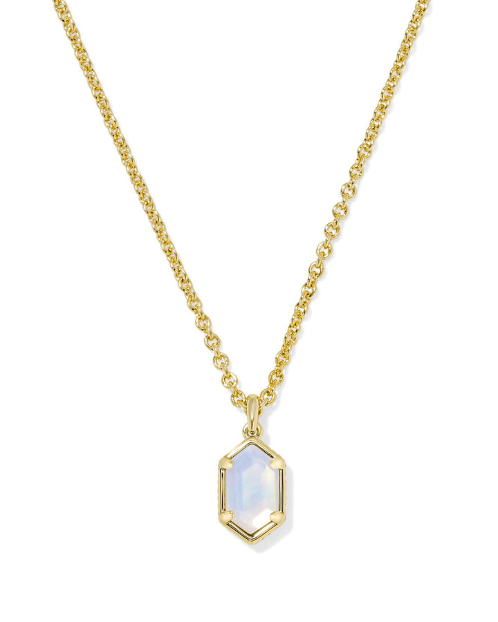 Kendra Scott Hallie Short Pendant Necklace in Gold Opalite Illusion