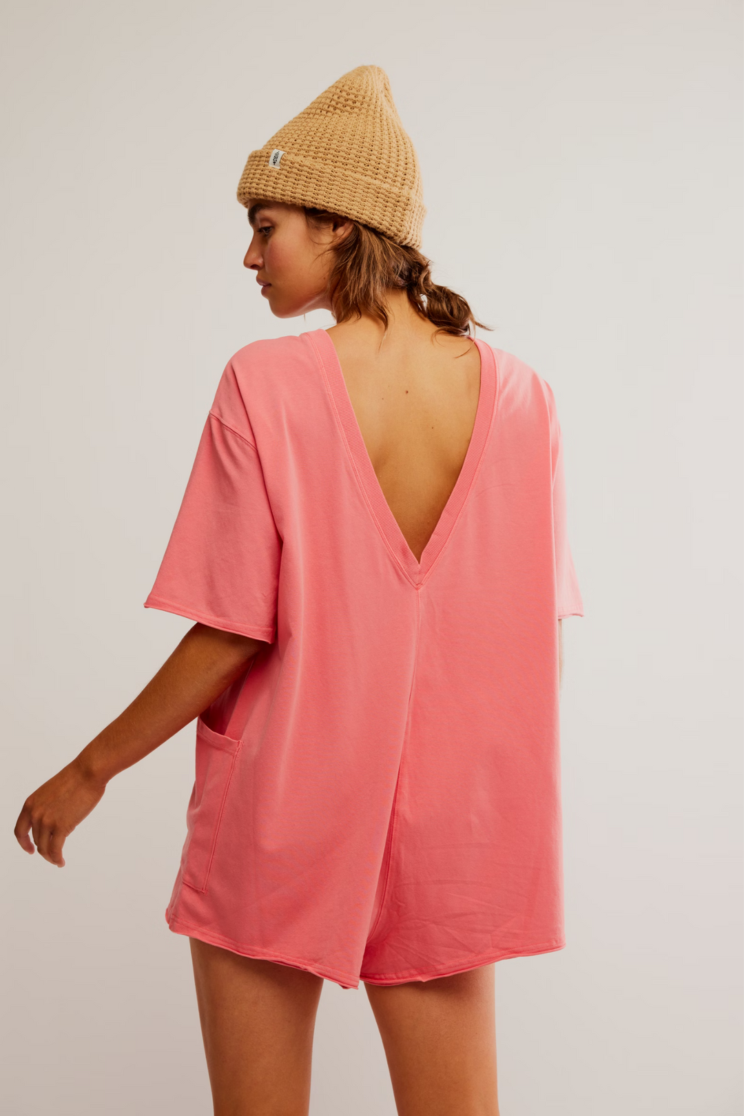 Free People Movement Hot Shot Tee Romper in Hibiscus