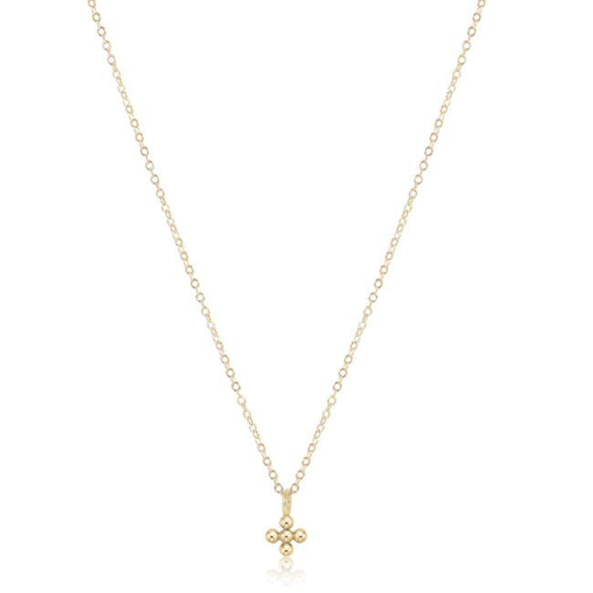 enewton 16" Necklace Gold - Classic Beaded Signature Cross Small Gold Charm