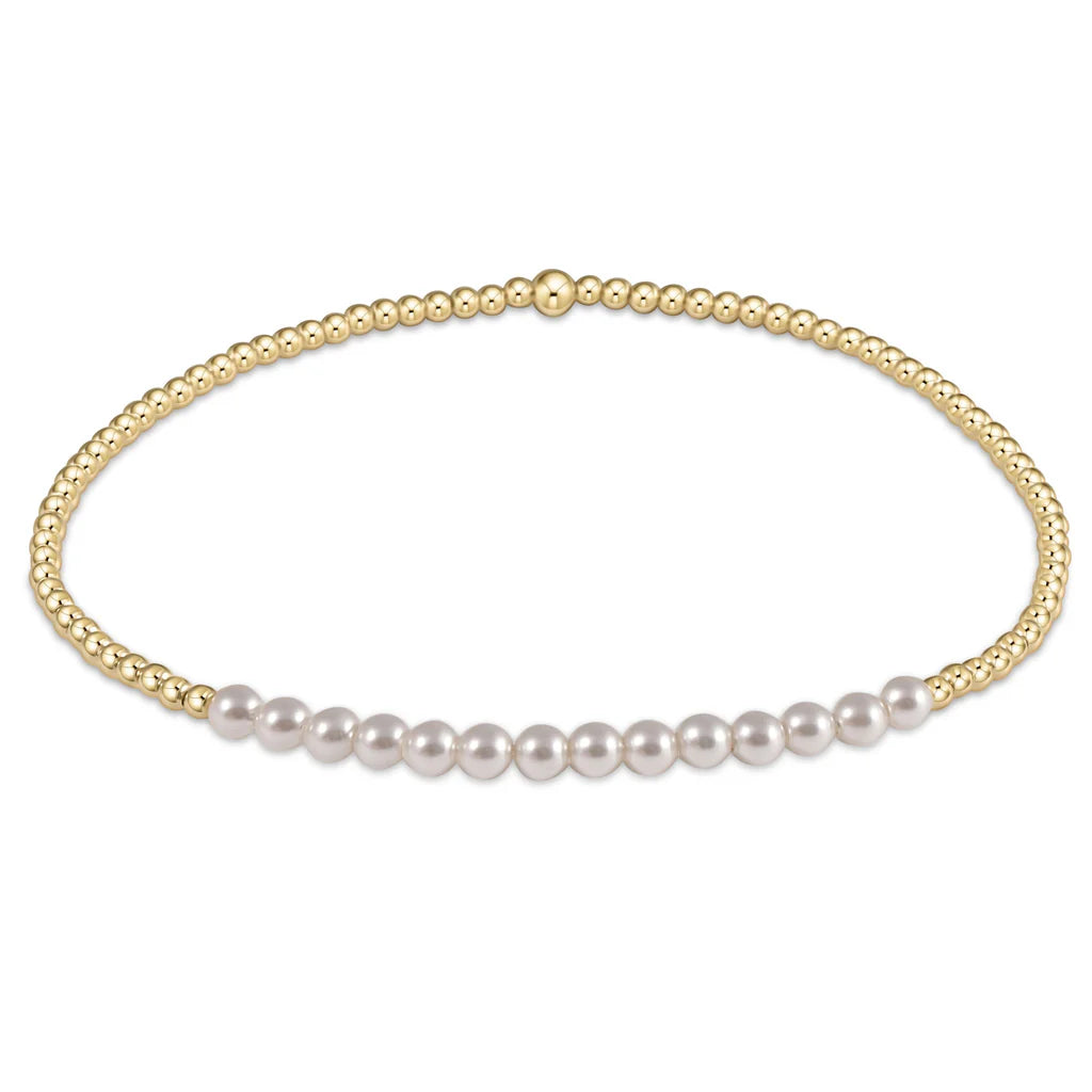 enewton: Gold Bliss 2mm Beaded Bracelet- Pearl