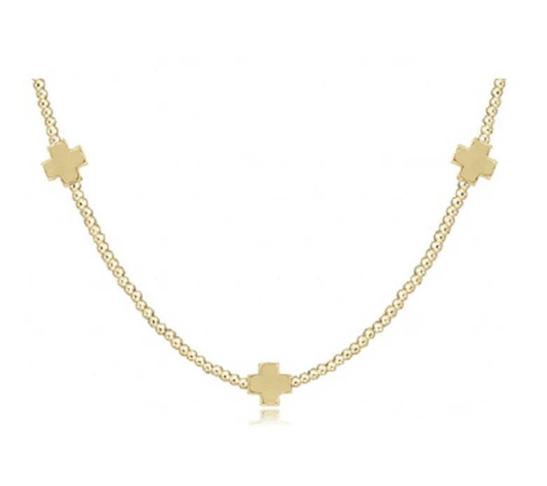 Enewton - choker signature cross gold - 2mm bead - Signature Cross Gold