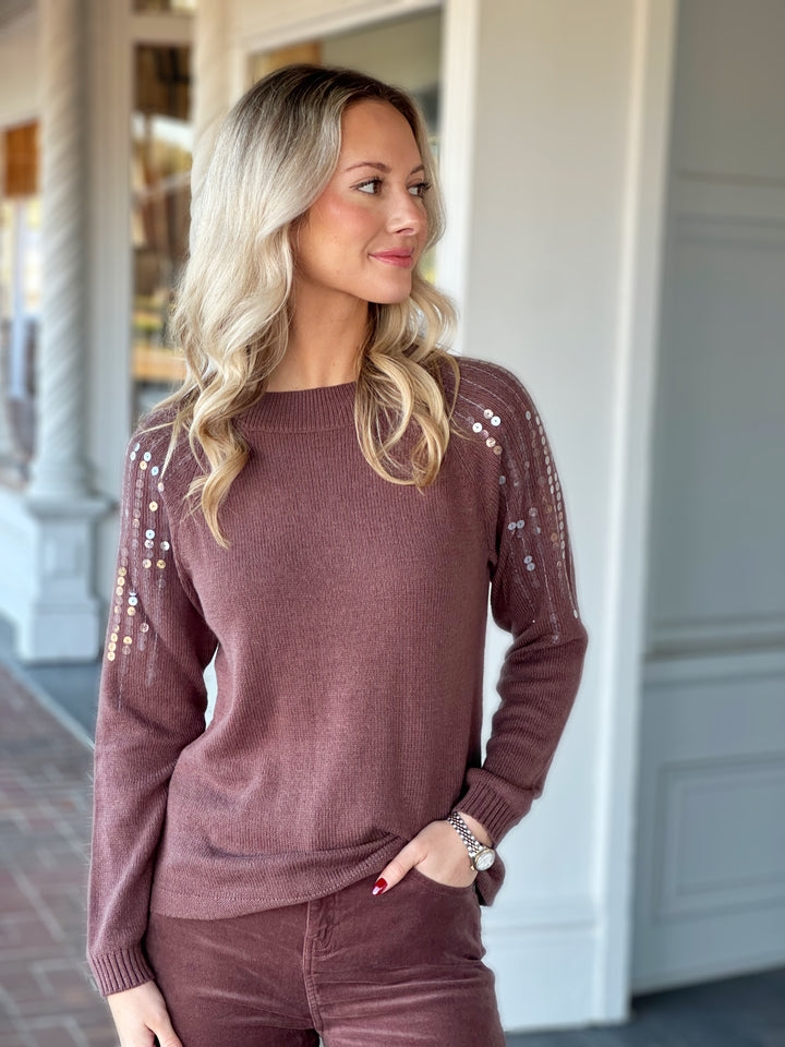 Nic + Zoe Subtle Shine Sweater in Chai