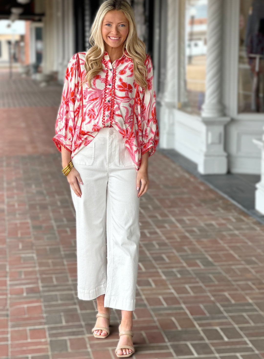 After The Rain Pink Floral Printed Top