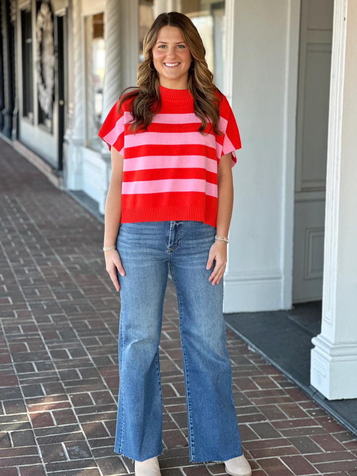 Falling For You Sweater In Fuchsia