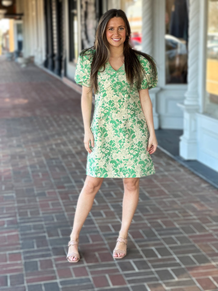 Jade Green Broca Fitted Dress