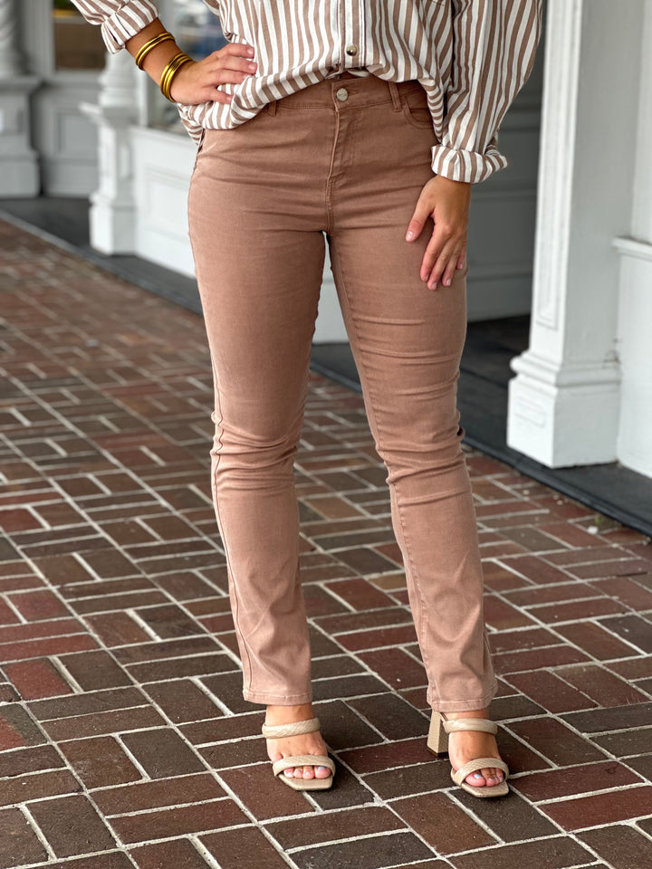 Renuar Full Length Bootcut Jean in Tan