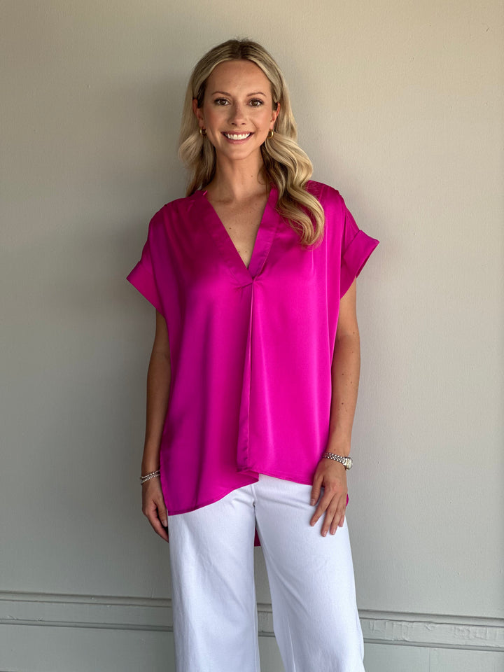 Natural Charm Top in Magenta