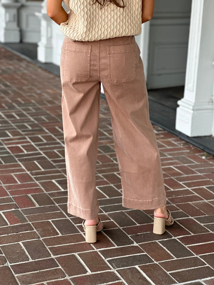 Renuar Cropped Jean in Tan