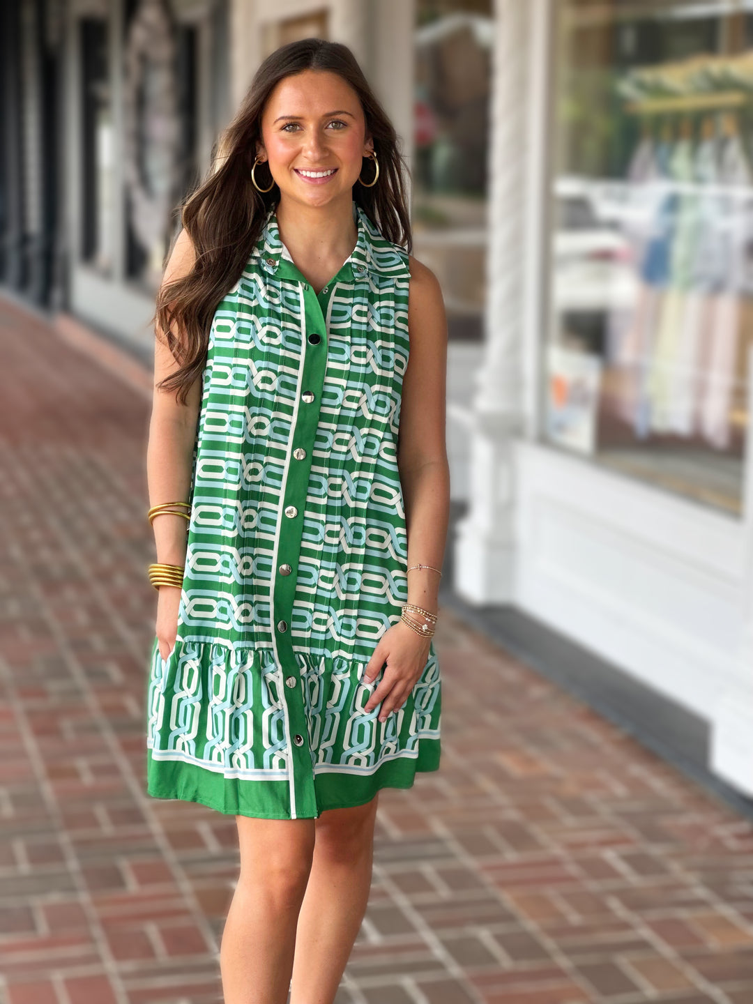 Good Flows To Me Printed Green Dress
