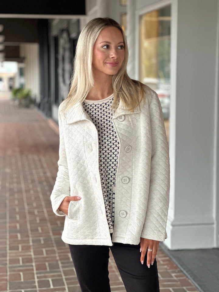 Habitat Quilted Knit Jacket in Oatmeal