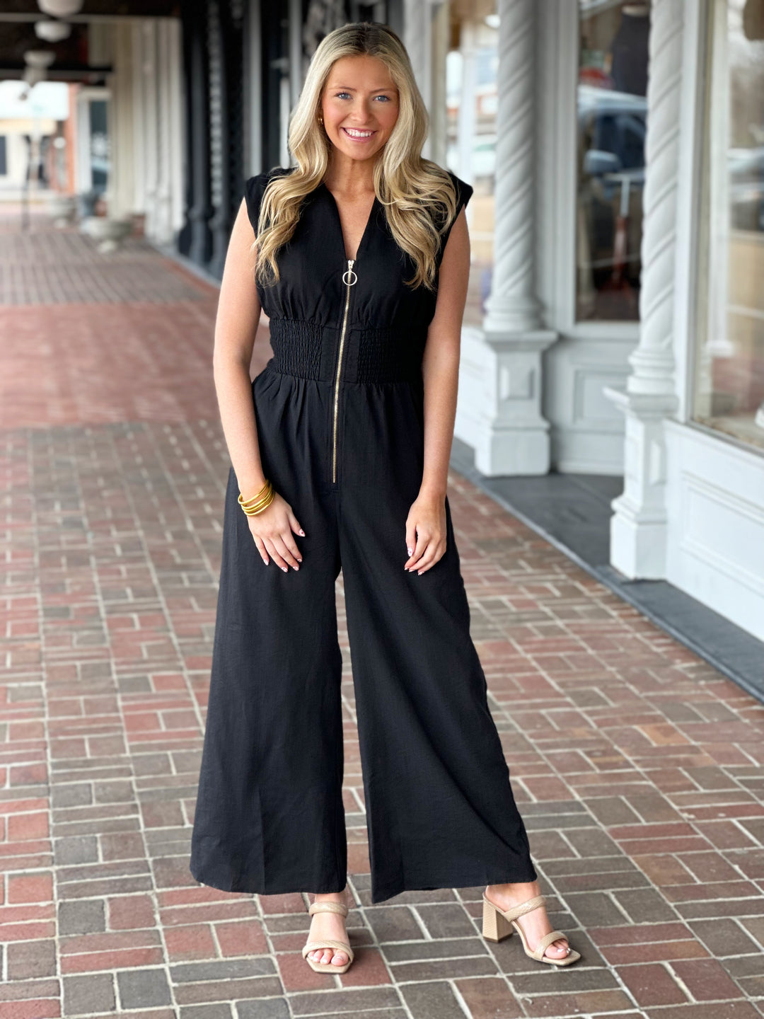 Timeless Flare Zip Jumpsuit in Black