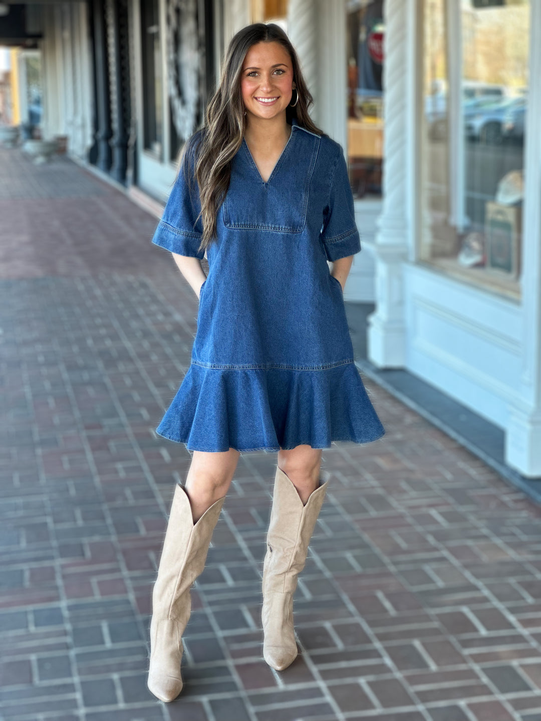 Noble Elegance Dark Denim Dress