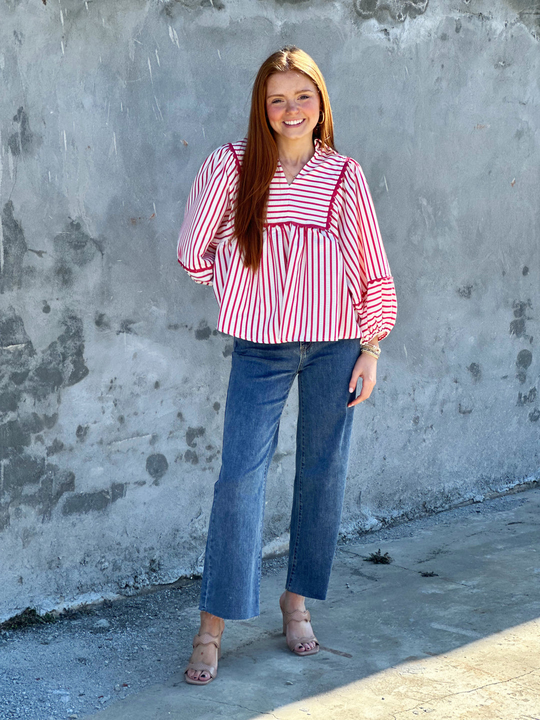 Calling It Classic Red Stripe Top