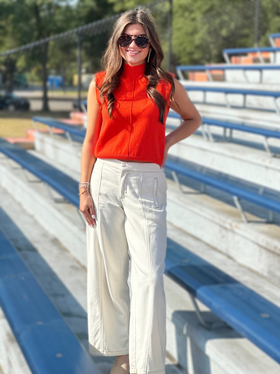 Edgy Intention Orange Sleeveless Top