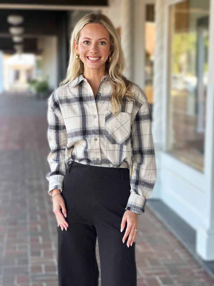 Doesn't Add Up Black Plaid Top