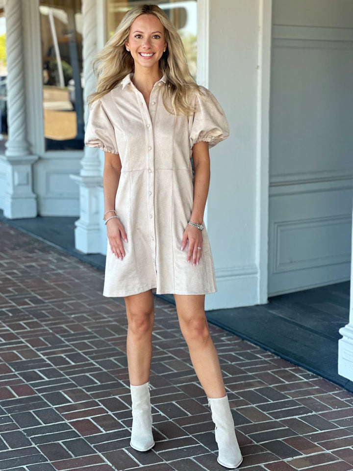 Electric Love Cream Suede Dress