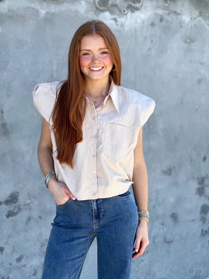 Free To Dream Cream Button Down Top