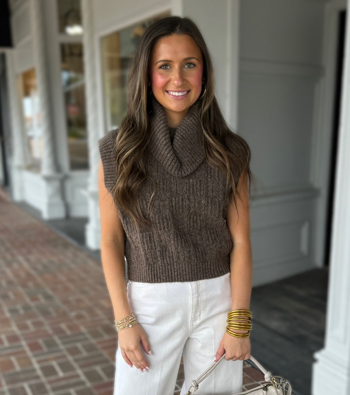 Kerisma Marlene Sweater Vest Top in Shitake Brown