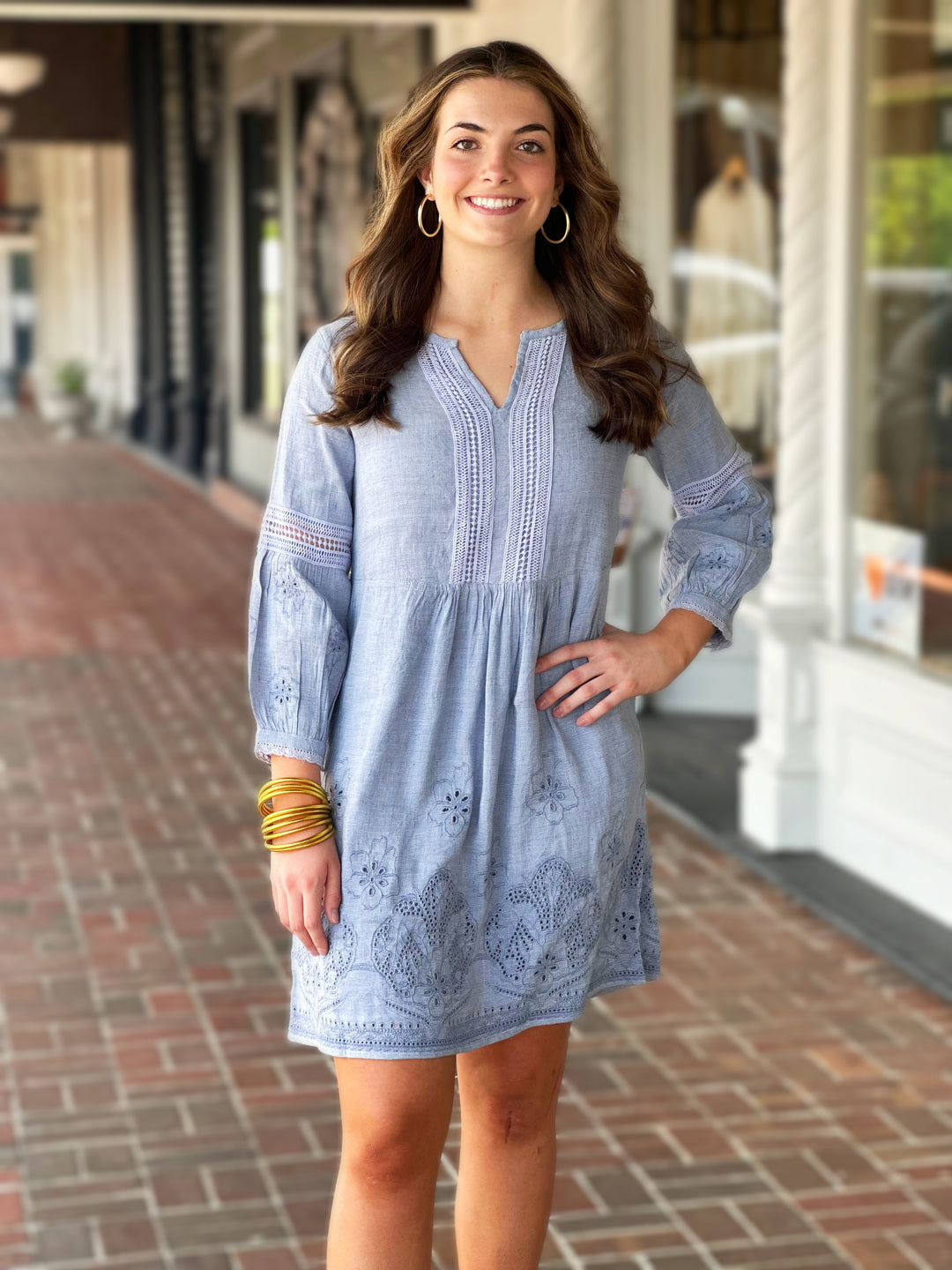 Tru Luxe Heather Blue Easy Fit Dress