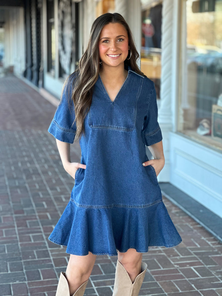 Noble Elegance Dark Denim Dress