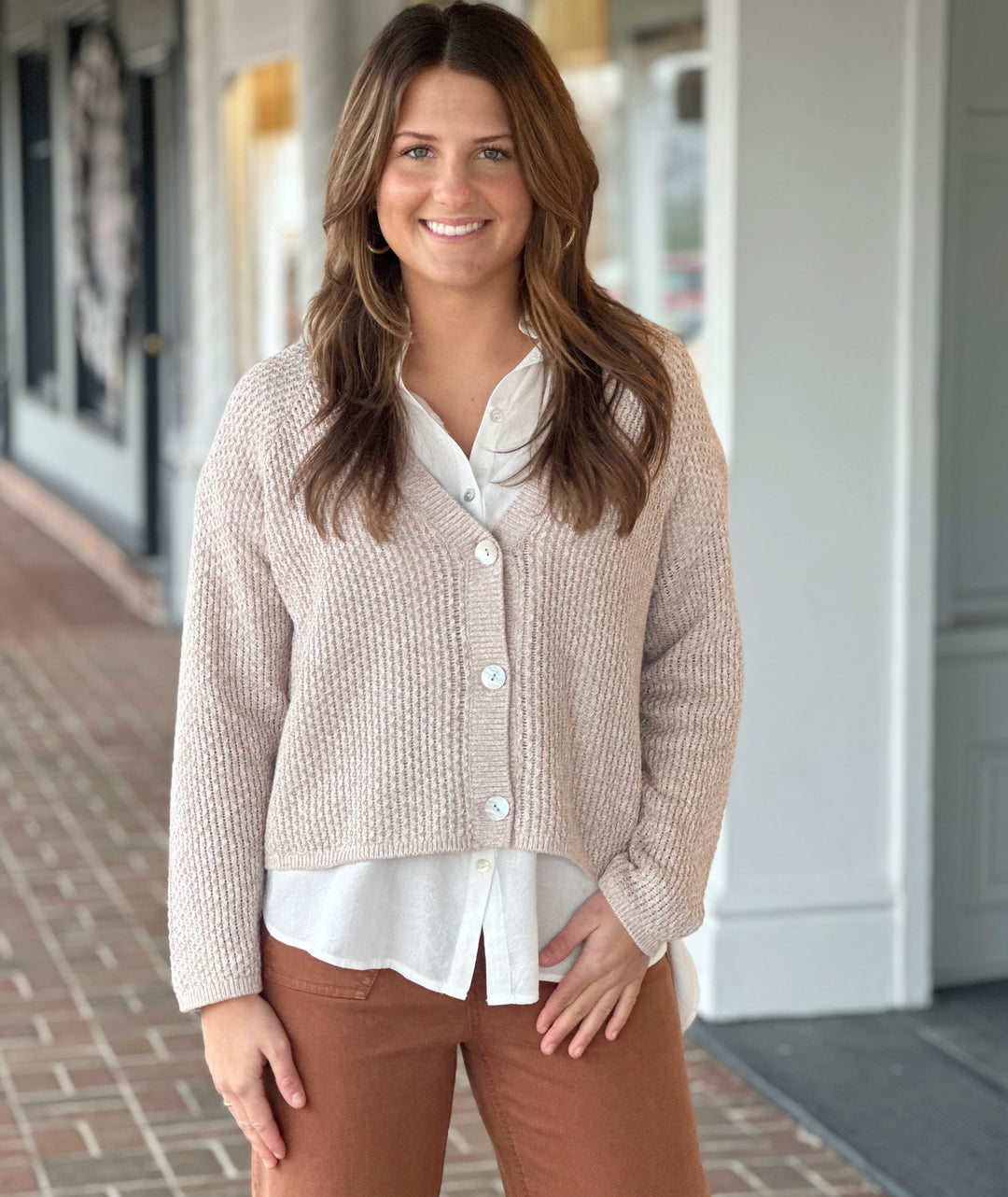 Habitat Coastal Crochet Cardigan in Oatmeal