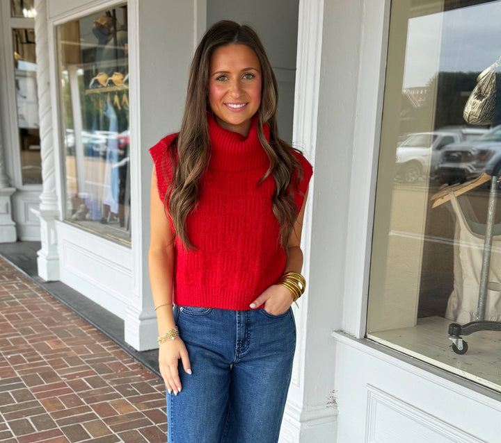 Kerisma Marlene Sweater Vest Top in Red Queen