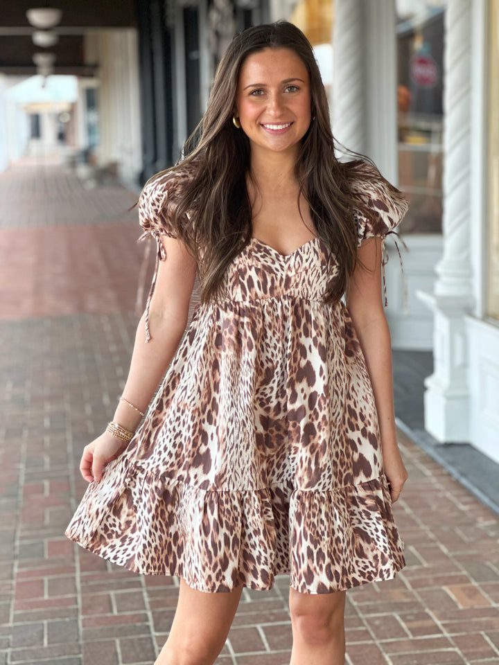 Whisper Your Wishes Leopard Flare Dress