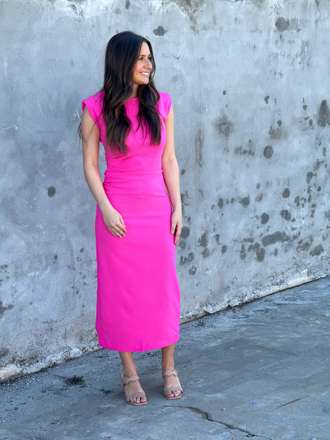 Stay With Me Pink Midi Dress