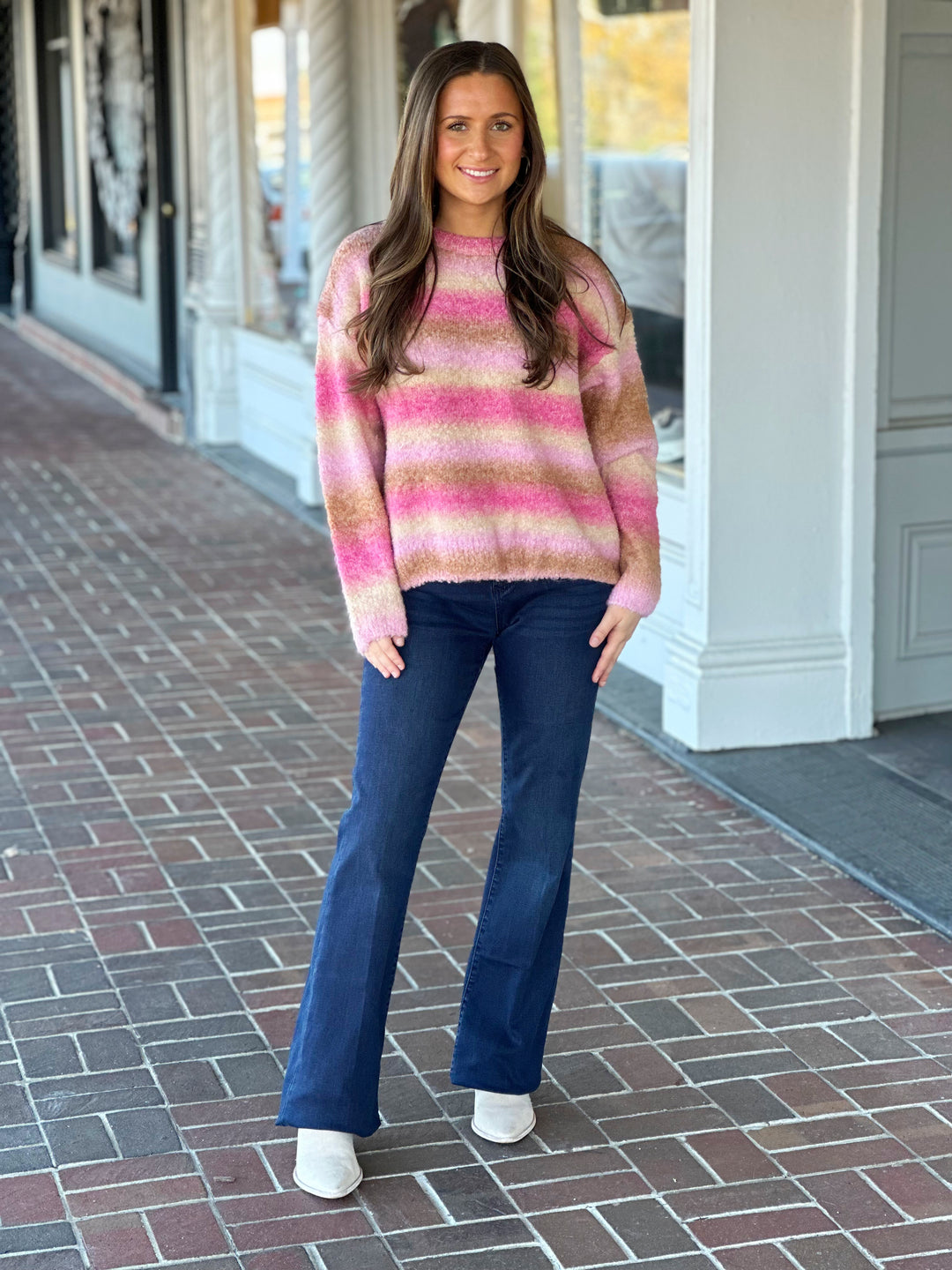 Totally Smitten Pink Stripe Sweater