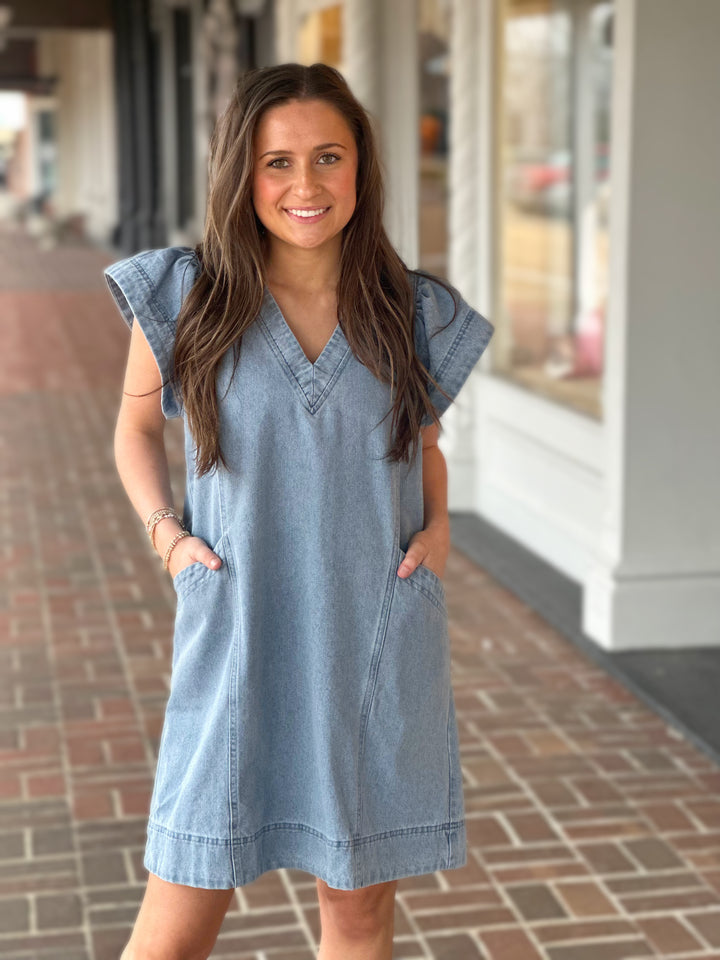 Country Side Blue Chambray Dress