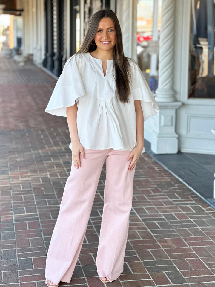 Sweet Days White Flutter Top